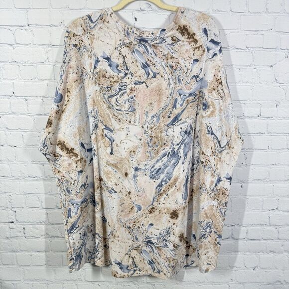 White Birch Tunic Women Plus 3X Soft Multicolor Soft Abstract Art to Wear Blouse - Picture 2 of 11